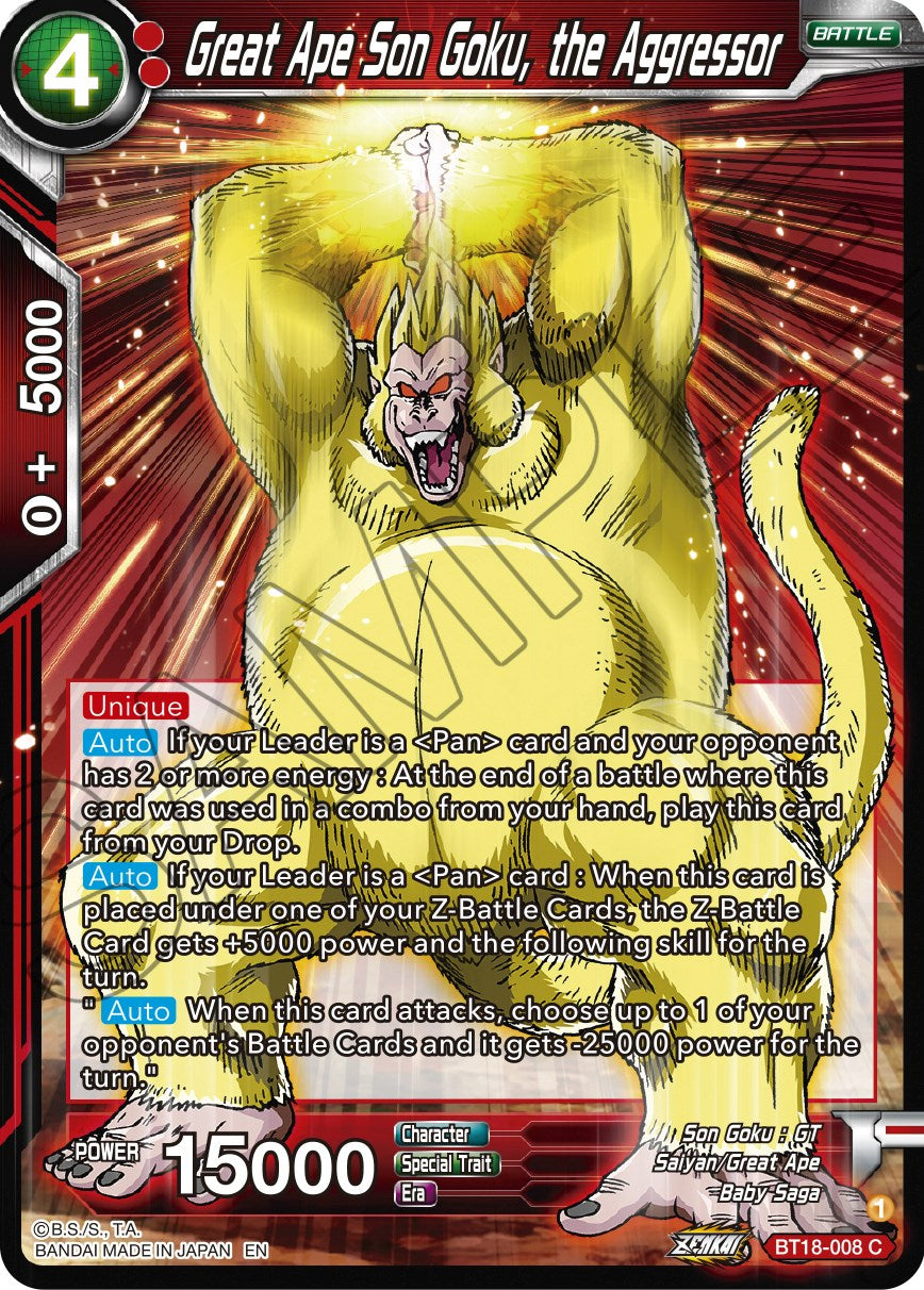 Great Ape Son Goku, the Aggressor (BT18-008) [Dawn of the Z-Legends] | Devastation Store