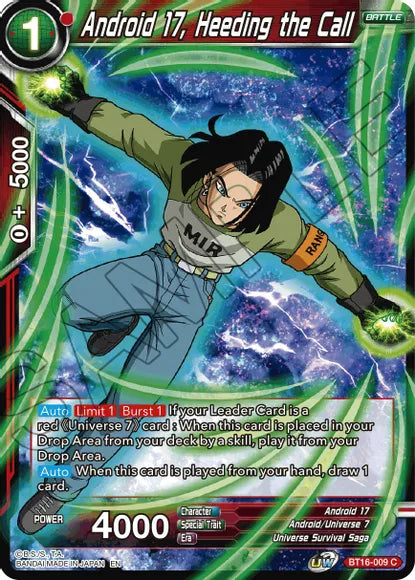 Android 17, Heeding the Call [BT16-009] | Devastation Store