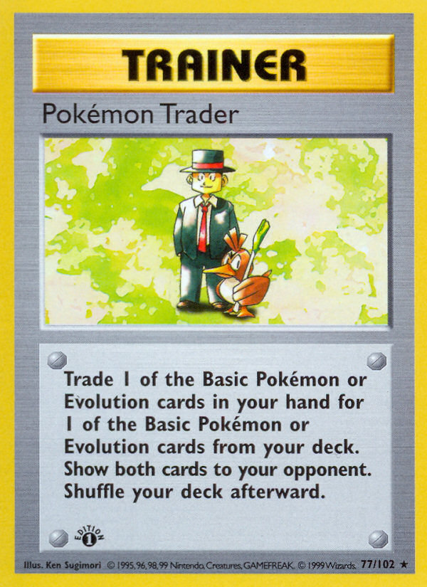 Pokemon Trader (77/102) (Shadowless) [Base Set 1st Edition] | Devastation Store