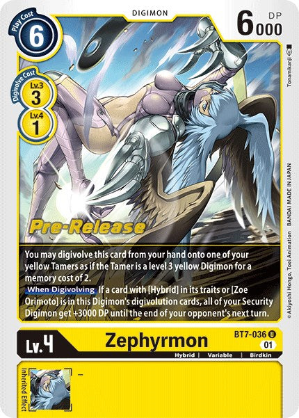 Zephyrmon [BT7-036] [Next Adventure Pre-Release Cards] | Devastation Store