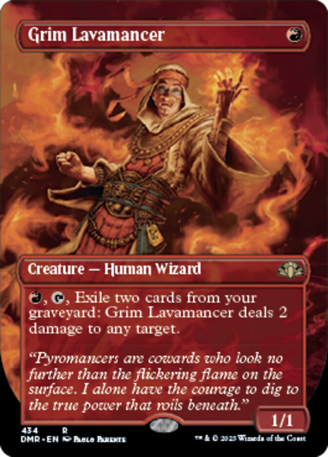 Grim Lavamancer (Borderless Alternate Art) [Dominaria Remastered] | Devastation Store