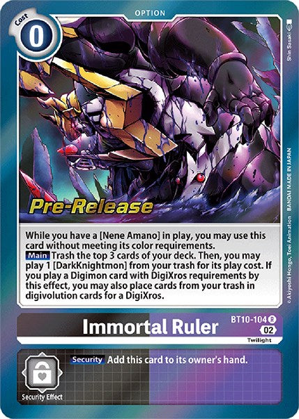 Immortal Ruler [BT10-104] [Xros Encounter Pre-Release Cards] | Devastation Store