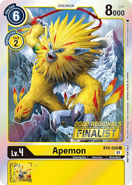 Apemon [BT6-038] (2022 Championship Online Regional) (Online Finalist) [Double Diamond Promos] | Devastation Store