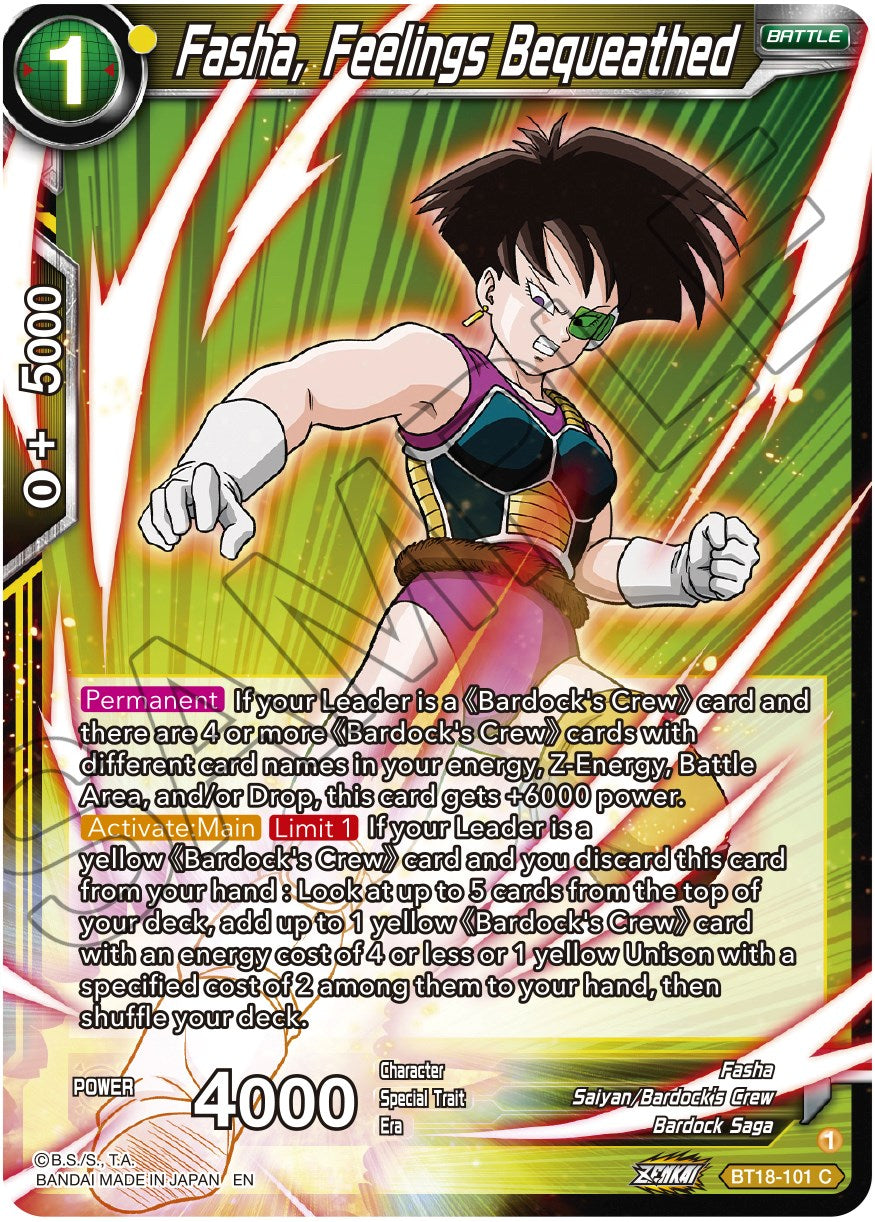 Fasha, Feelings Bequeathed (BT18-101) [Dawn of the Z-Legends] | Devastation Store