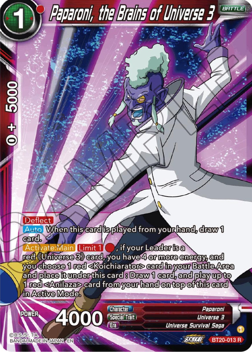 Paparoni, the Brains of Universe 3 (BT20-013) [Power Absorbed] | Devastation Store