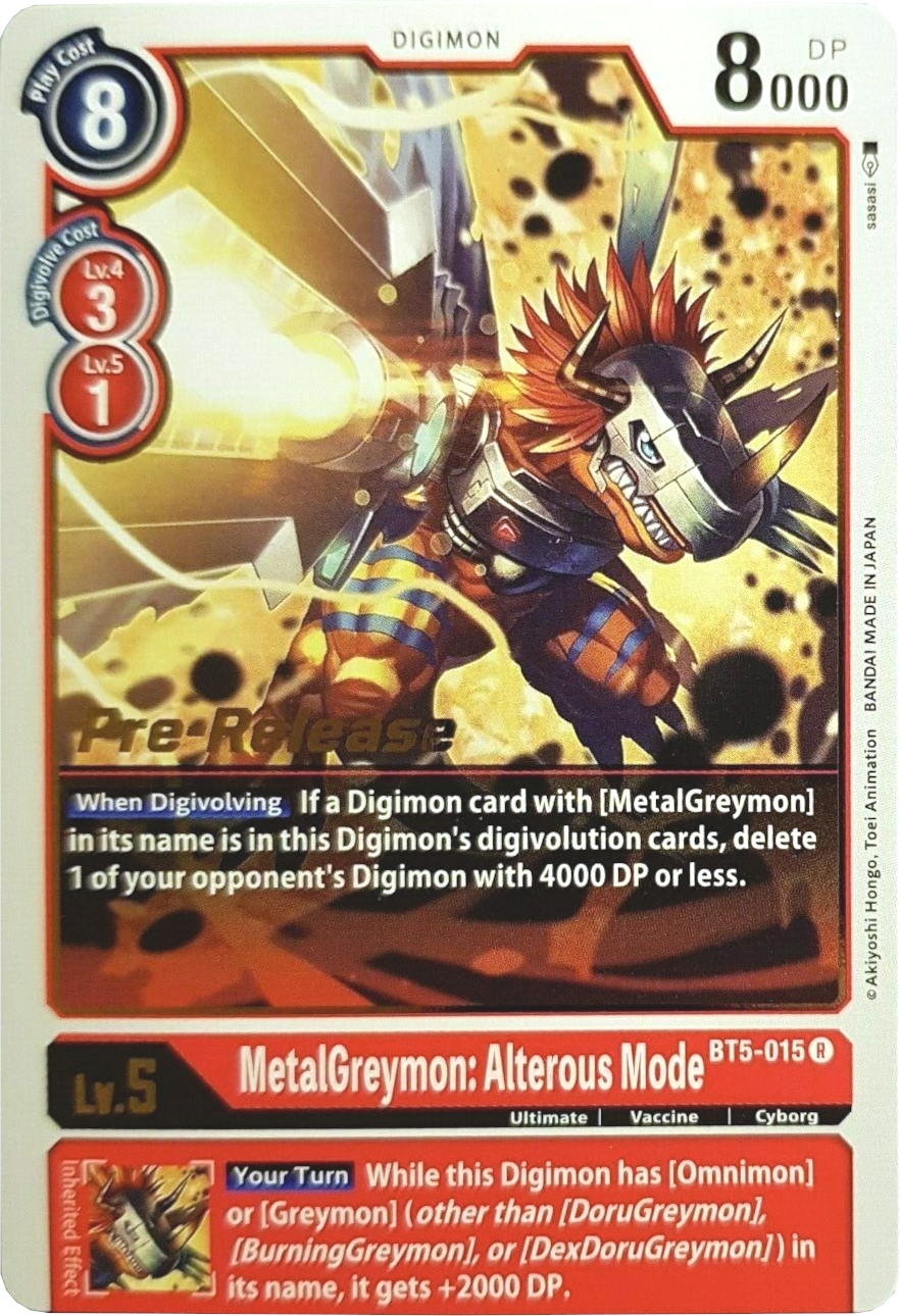 MetalGreymon: Alterous Mode [BT5-015] [Battle of Omni Pre-Release Promos] | Devastation Store