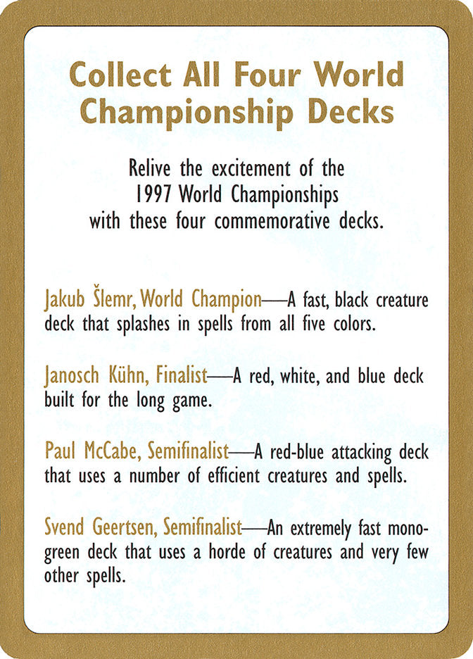 1997 World Championships Ad [World Championship Decks 1997] | Devastation Store