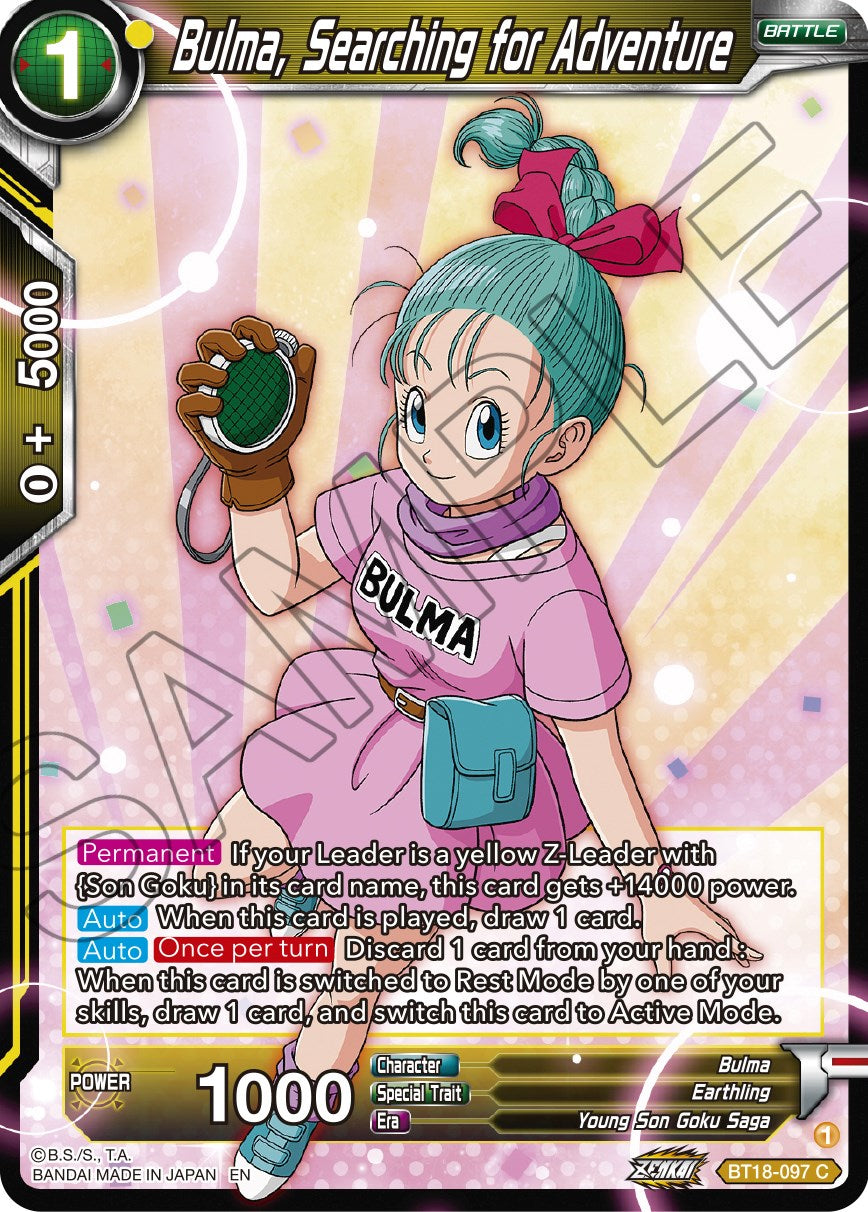 Bulma, Searching for Adventure (BT18-097) [Dawn of the Z-Legends] | Devastation Store