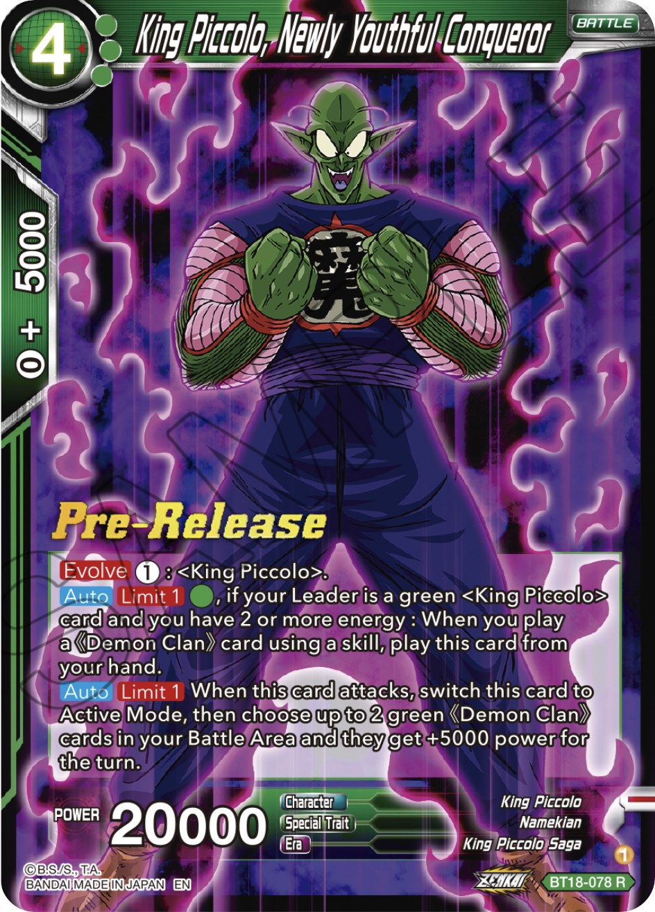 King Piccolo, Newly Youthful Conqueror (BT18-078) [Dawn of the Z-Legends Prerelease Promos] | Devastation Store