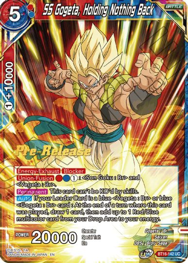 SS Gogeta, Holding Nothing Back (BT16-142) [Realm of the Gods Prerelease Promos] | Devastation Store