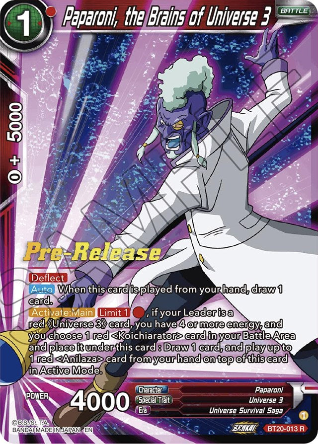 Paparoni, the Brains of Universe 3 (BT20-013) [Power Absorbed Prerelease Promos] | Devastation Store