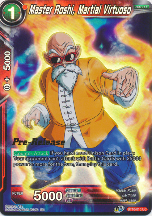 Master Roshi, Martial Virtuoso (BT10-010) [Rise of the Unison Warrior Prerelease Promos] | Devastation Store