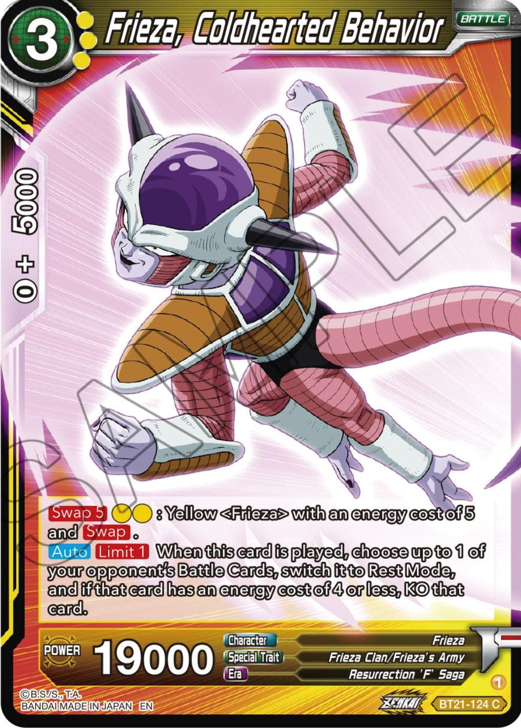 Frieza, Coldhearted Behavior (BT21-124) [Wild Resurgence] | Devastation Store