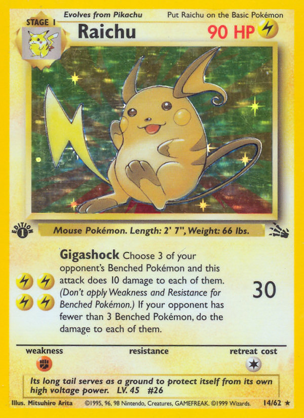 Raichu (14/62) [Fossil 1st Edition] | Devastation Store