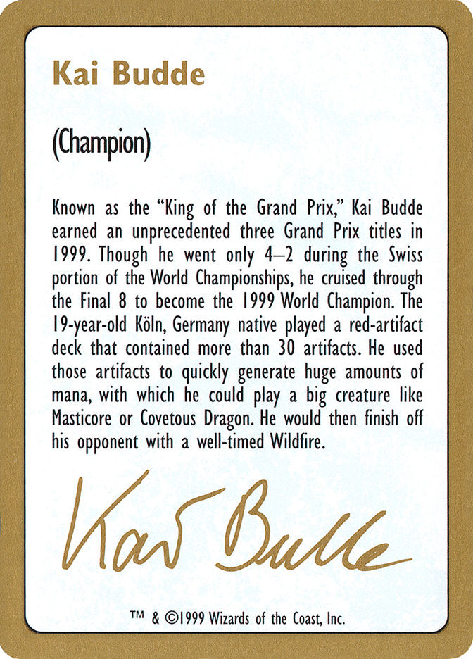 Kai Budde Bio [World Championship Decks 1999] | Devastation Store