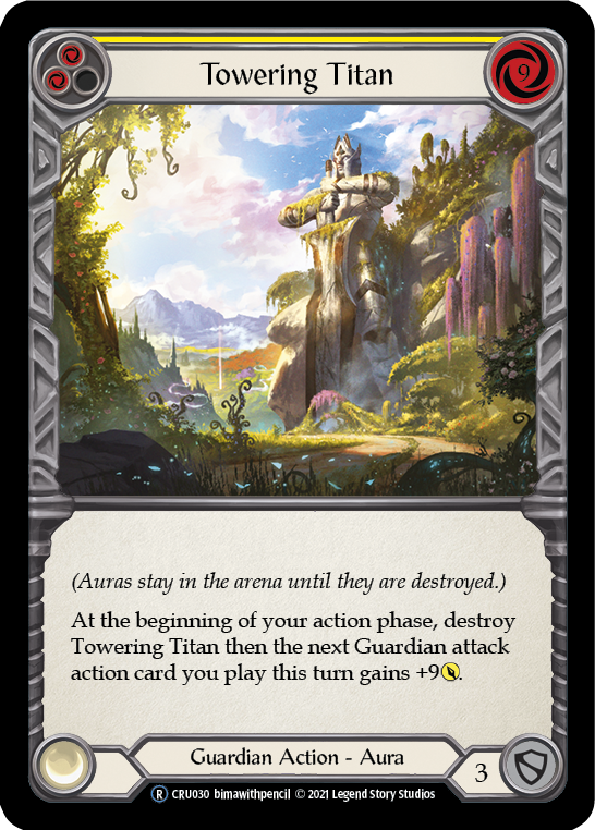 Towering Titan (Yellow) (Rainbow Foil) [CRU030-RF] Unlimited Rainbow Foil | Devastation Store