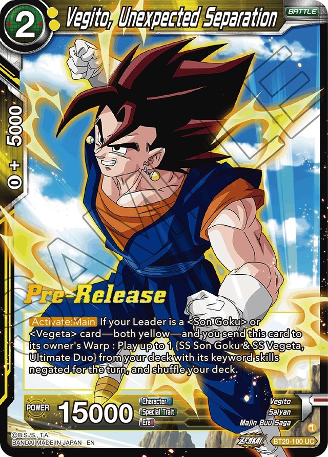 Vegito, Unexpected Separation (BT20-100) [Power Absorbed Prerelease Promos] | Devastation Store