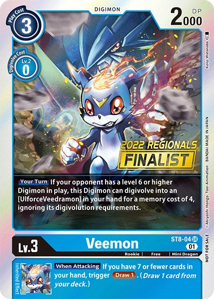 Veemon [ST8-04] (2022 Championship Online Regional) (Online Finalist) [Starter Deck: Ulforce Veedramon Promos] | Devastation Store