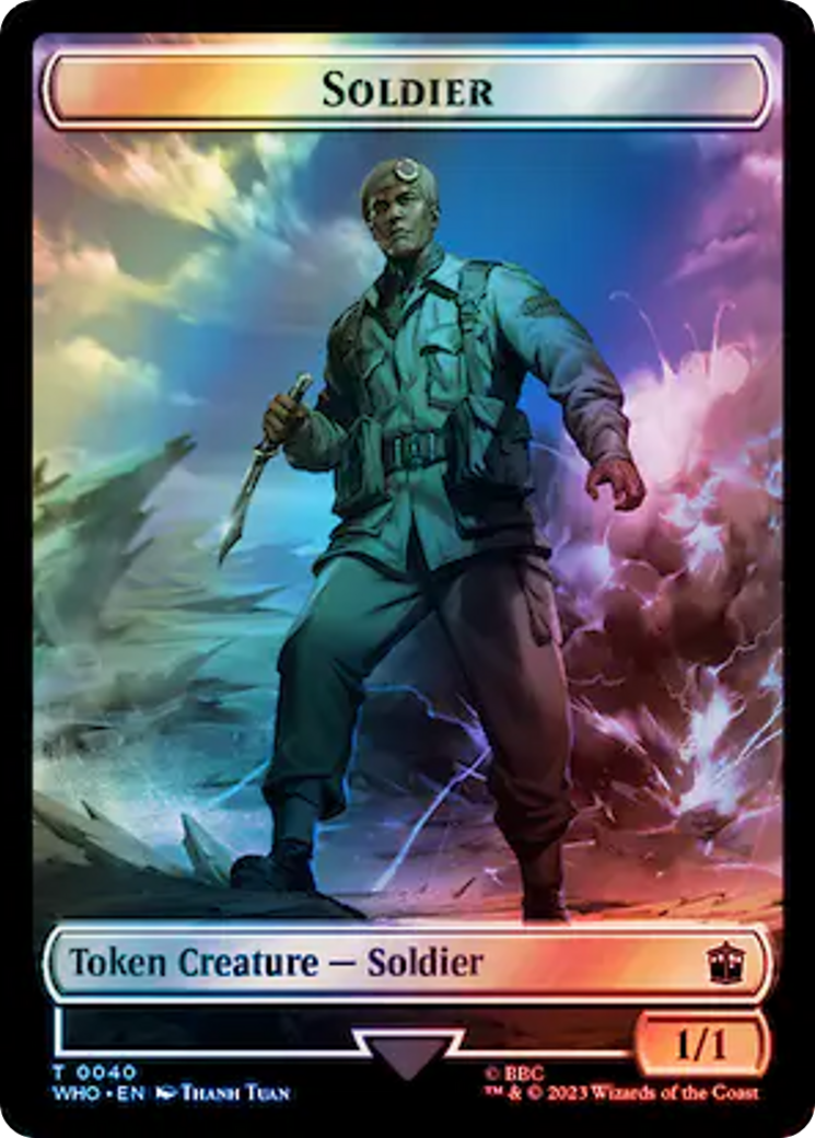 Soldier // Mark of the Rani Double-Sided Token (Surge Foil) [Doctor Who Tokens] | Devastation Store