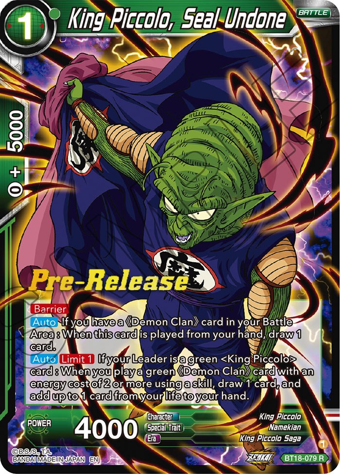 King Piccolo, Seal Undone (BT18-079) [Dawn of the Z-Legends Prerelease Promos] | Devastation Store