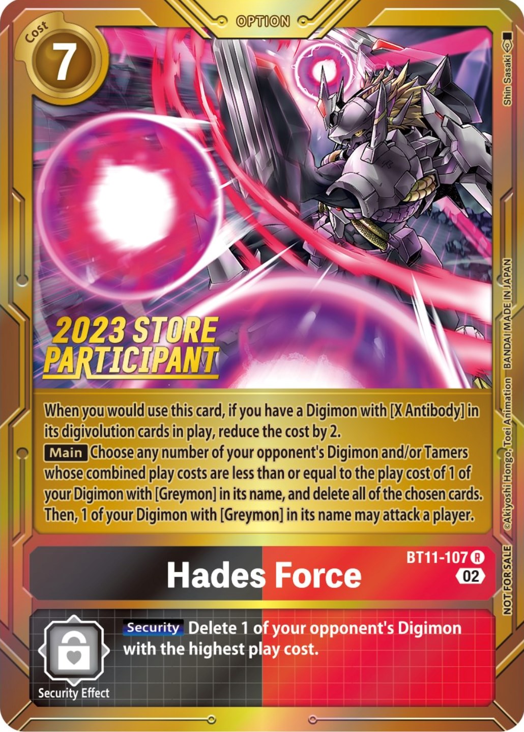 Hades Force [BT11-107] (2023 Store Participant) [Dimensional Phase Promos] | Devastation Store