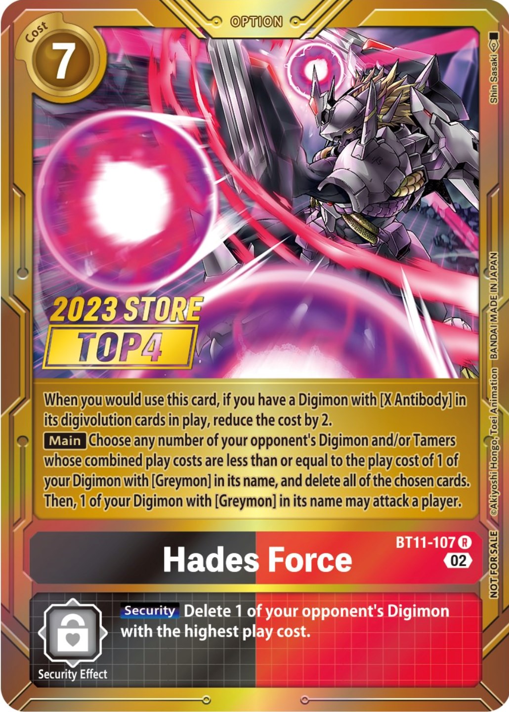 Hades Force [BT11-107] (2023 Store Top 4) [Dimensional Phase Promos] | Devastation Store