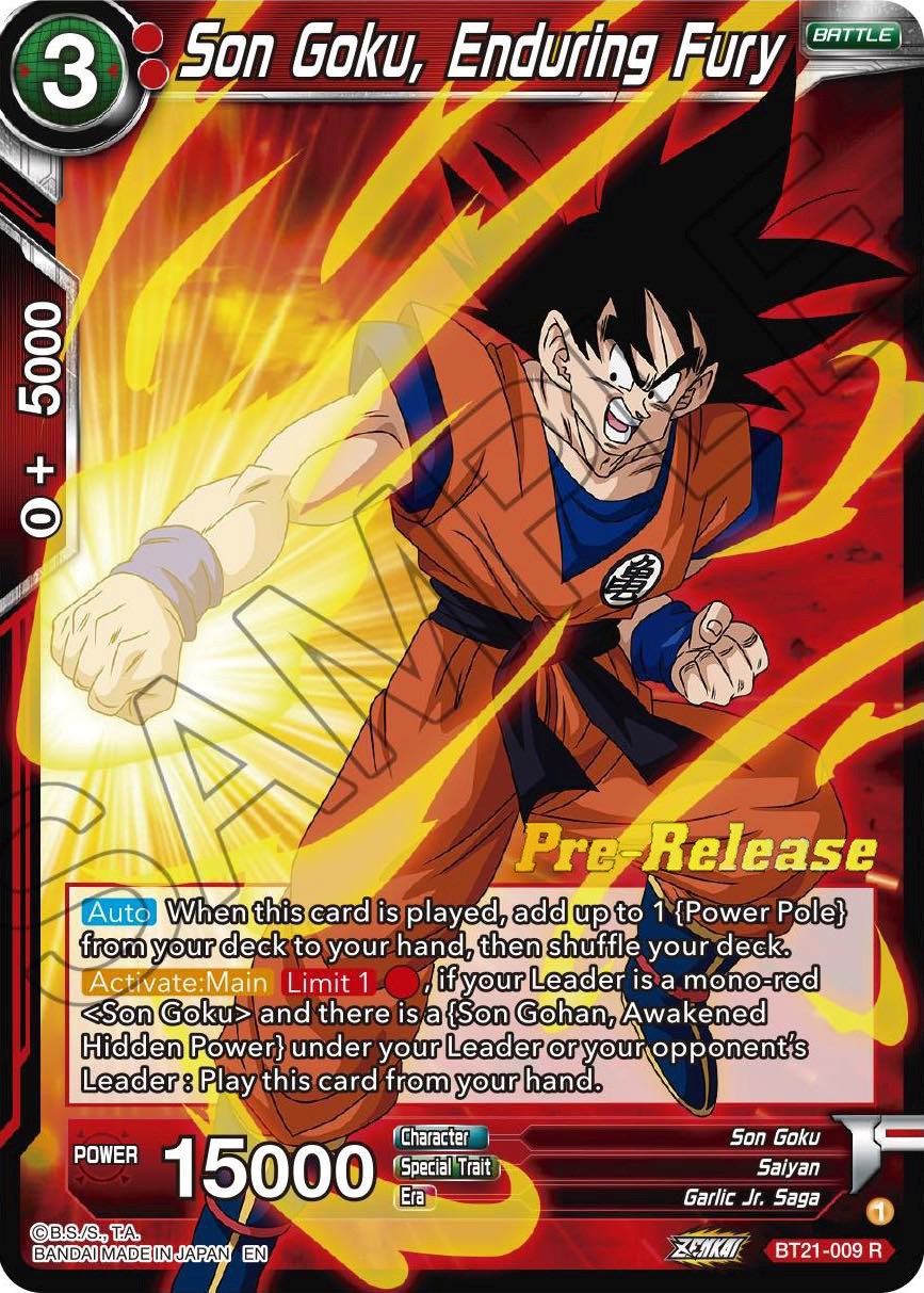 Son Goku, Enduring Fury (BT21-009) [Wild Resurgence Pre-Release Cards] | Devastation Store