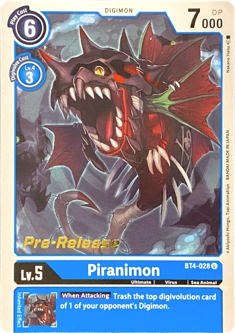 Piranimon [BT4-028] [Great Legend Pre-Release Promos] | Devastation Store
