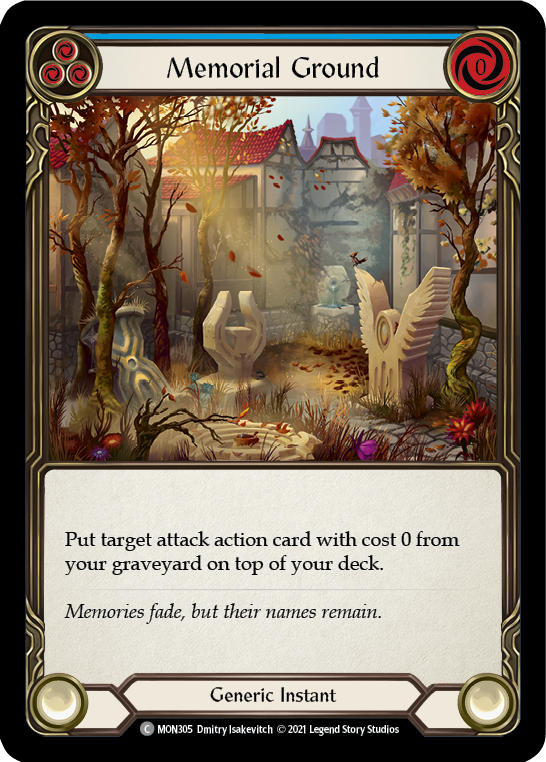 Memorial Ground (Blue) (Rainbow Foil) [MON305-RF] 1st Edition Rainbow Foil - Devastation Store | Devastation Store