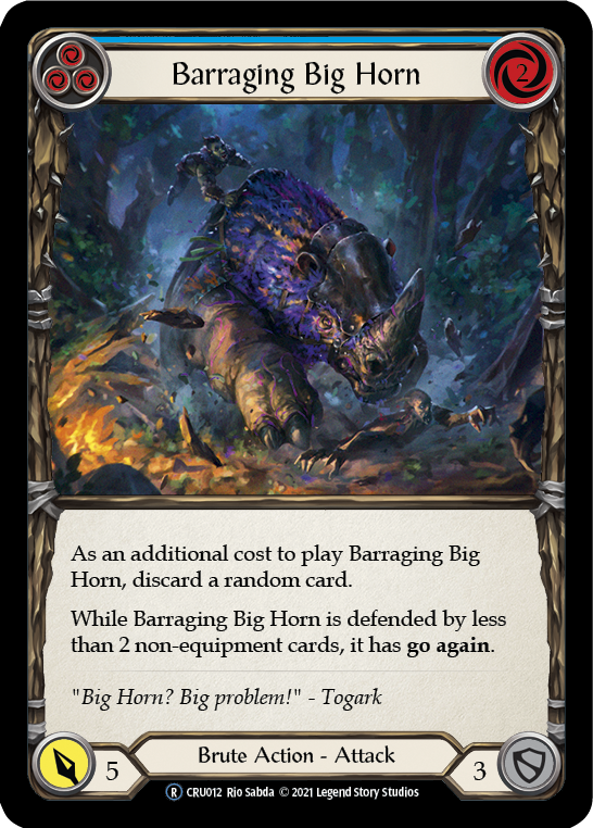 Barraging Big Horn (Blue) (Rainbow Foil) [CRU012-RF] Unlimited Rainbow Foil | Devastation Store