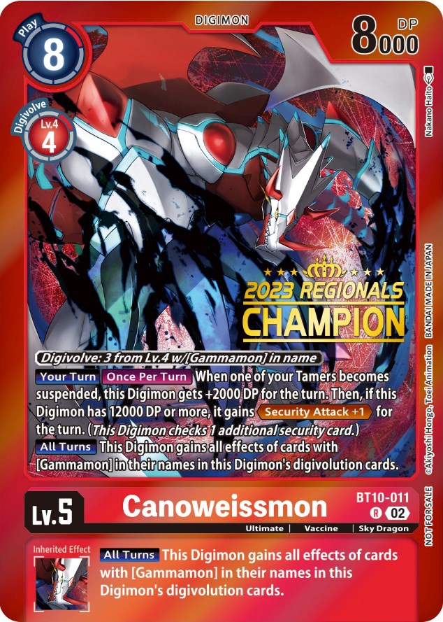 Canoweissmon [BT10-011] (2023 Regionals Champion) [Xros Encounter Promos] | Devastation Store