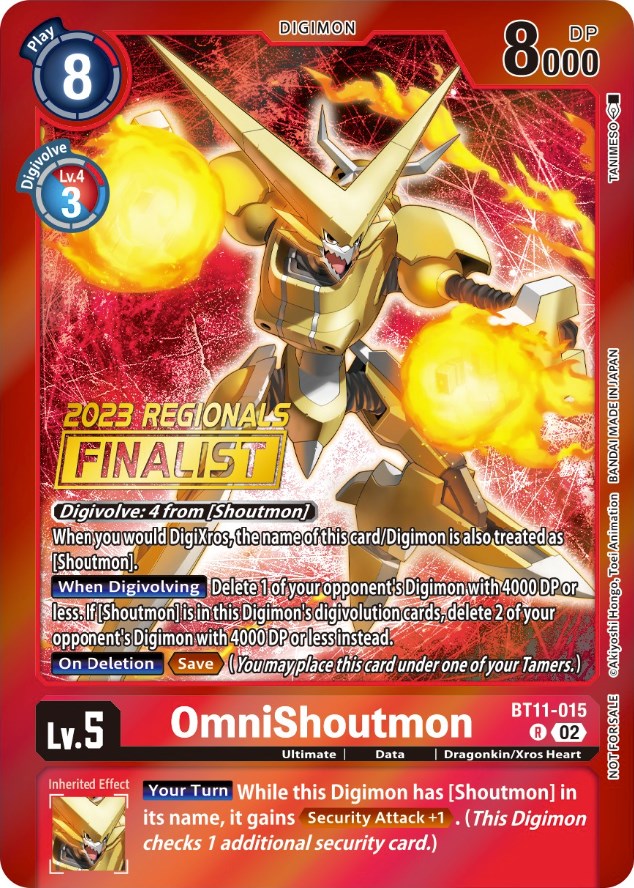 OmniShoutmon [BT11-015] (2023 Regionals Finalist) [Dimensional Phase Promos] | Devastation Store