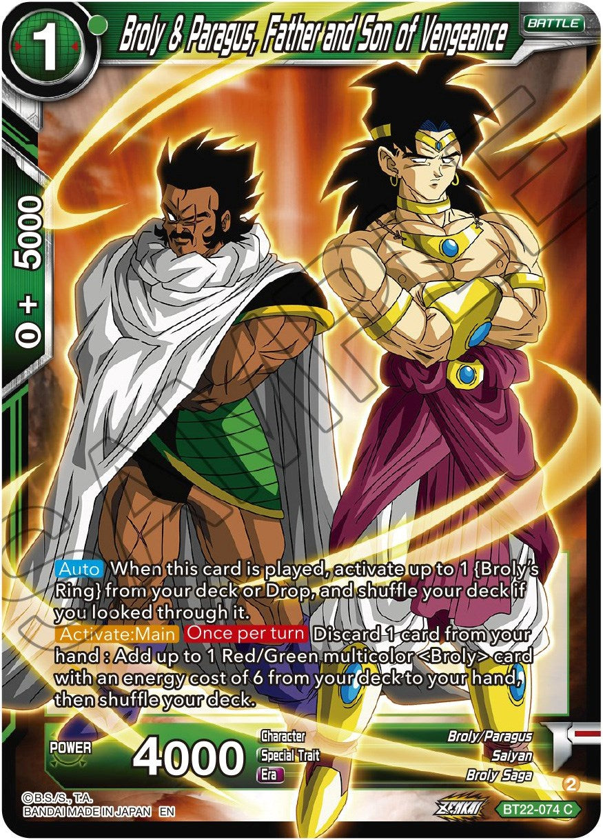 Broly & Paragus, Father and Son of Vengeance (BT22-074) [Critical Blow] | Devastation Store