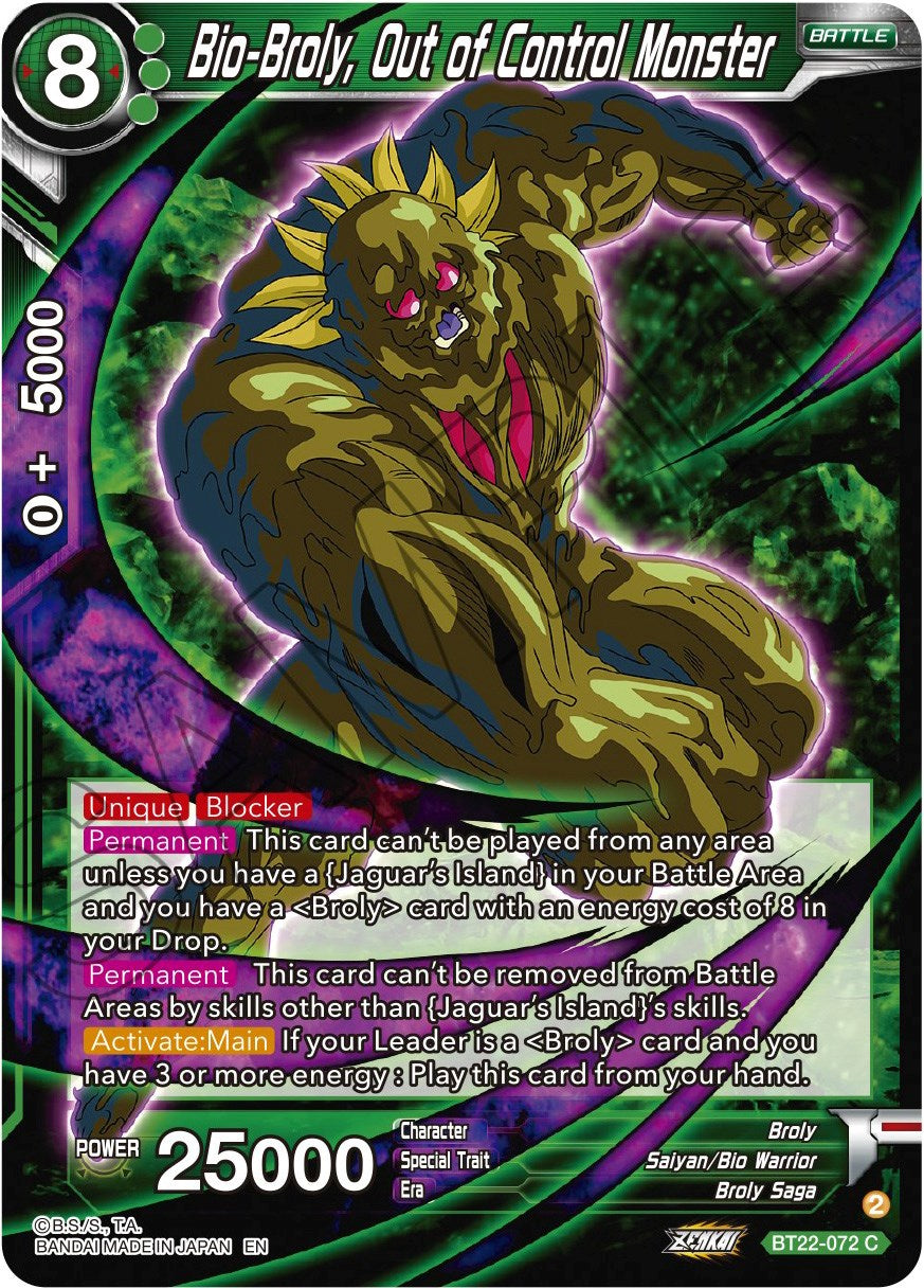 Bio-Broly, Out of Control Monster (BT22-072) [Critical Blow] | Devastation Store