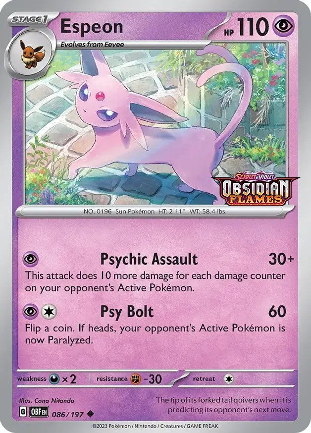 Espeon (086/197) (Best Buy Exclusive) [Scarlet & Violet: Obsidian Flames] | Devastation Store