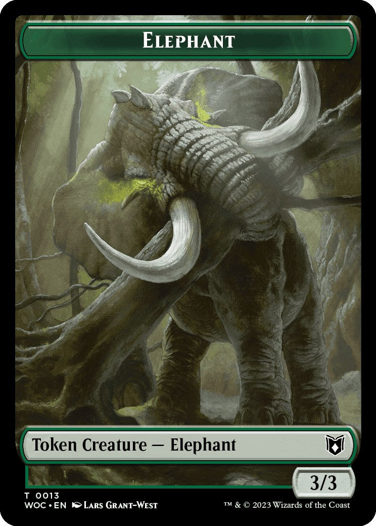 Elephant // Saproling Double-Sided Token [Wilds of Eldraine Commander Tokens] | Devastation Store