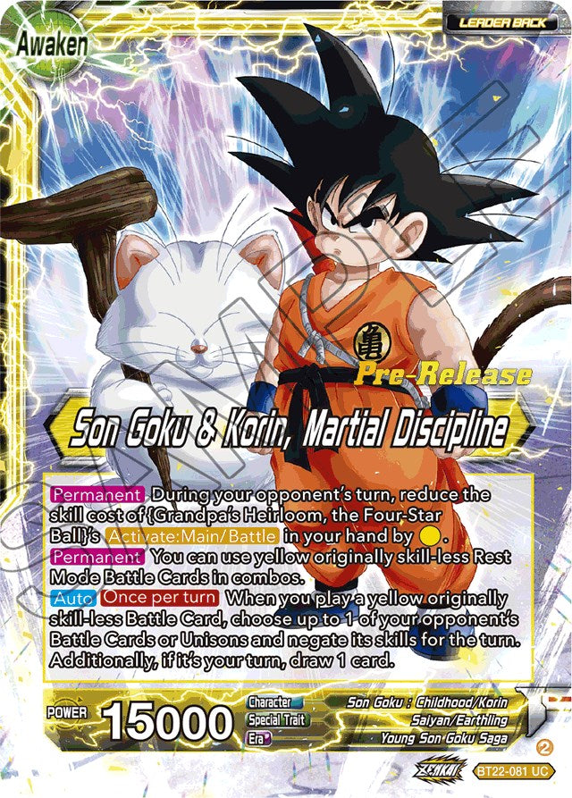 Son Goku // Son Goku & Korin, Martial Discipline (BT22-081) [Critical Blow Prerelease Promos] | Devastation Store