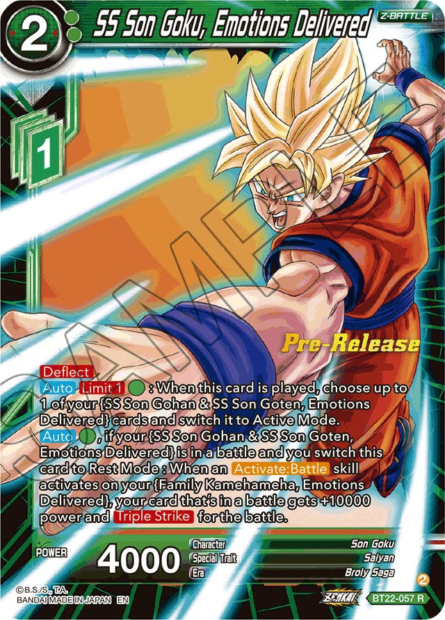 SS Son Goku, Emotions Delivered (BT22-057) [Critical Blow Prerelease Promos] | Devastation Store