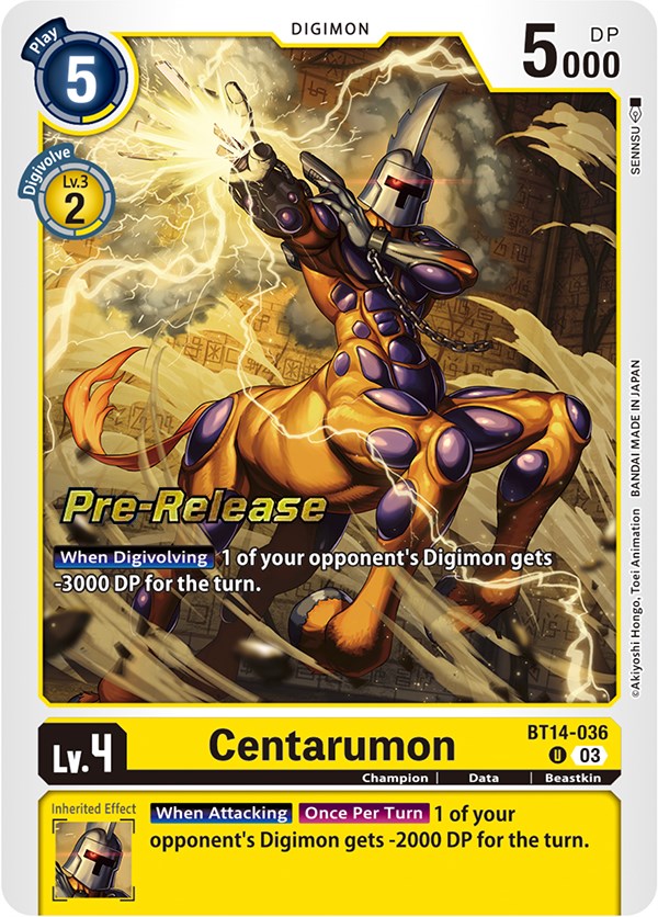 Centarumon [BT14-036] [Blast Ace Pre-Release Cards] | Devastation Store