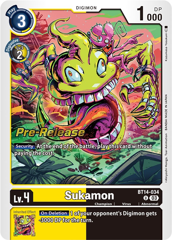 Sukamon [BT14-034] [Blast Ace Pre-Release Cards] | Devastation Store