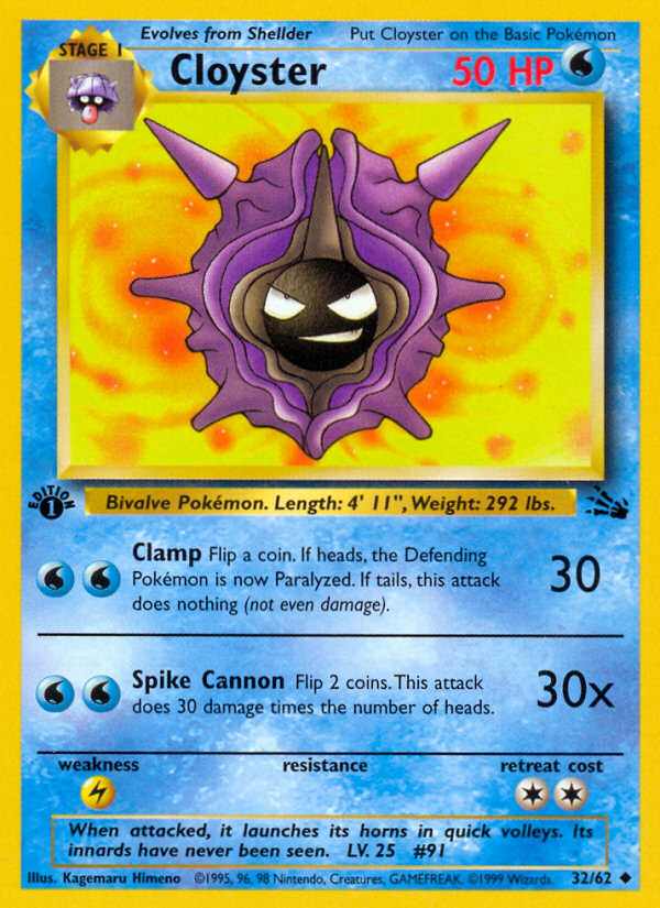 Cloyster (32/62) [Fossil 1st Edition] | Devastation Store