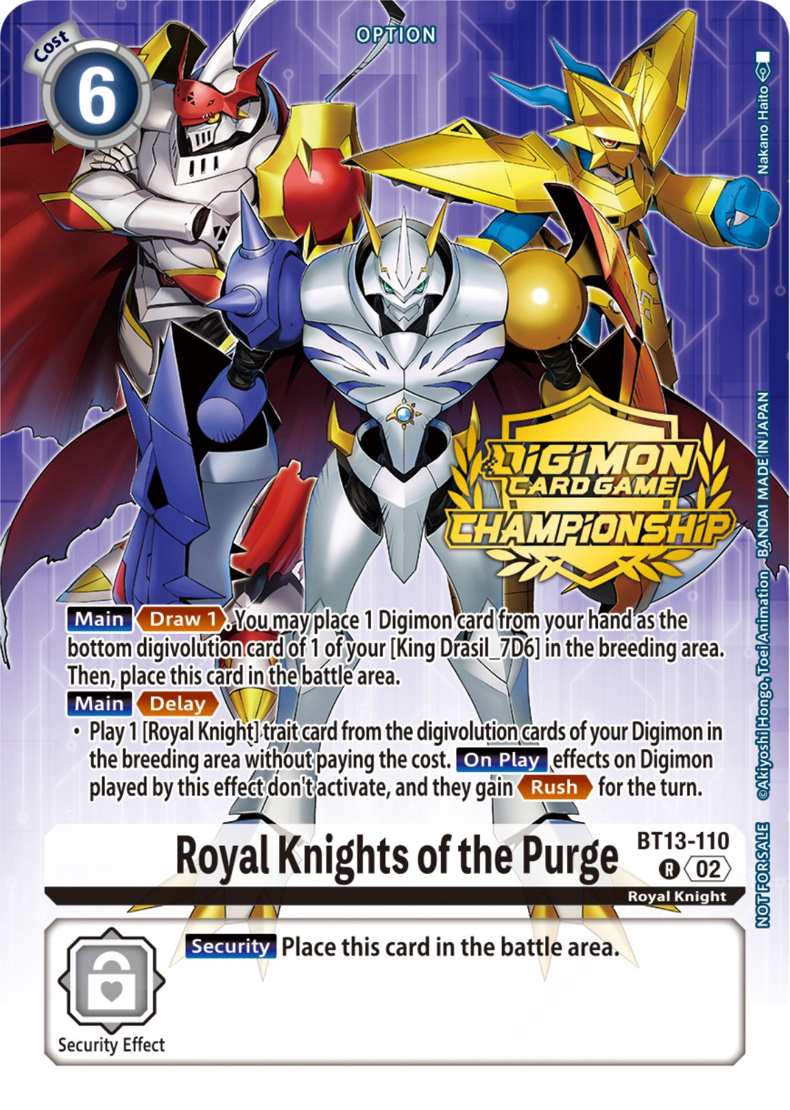 Royal Knights of the Purge [BT13-110] (Championship 2023 Tamers Pack) [Versus Royal Knights Promos] | Devastation Store