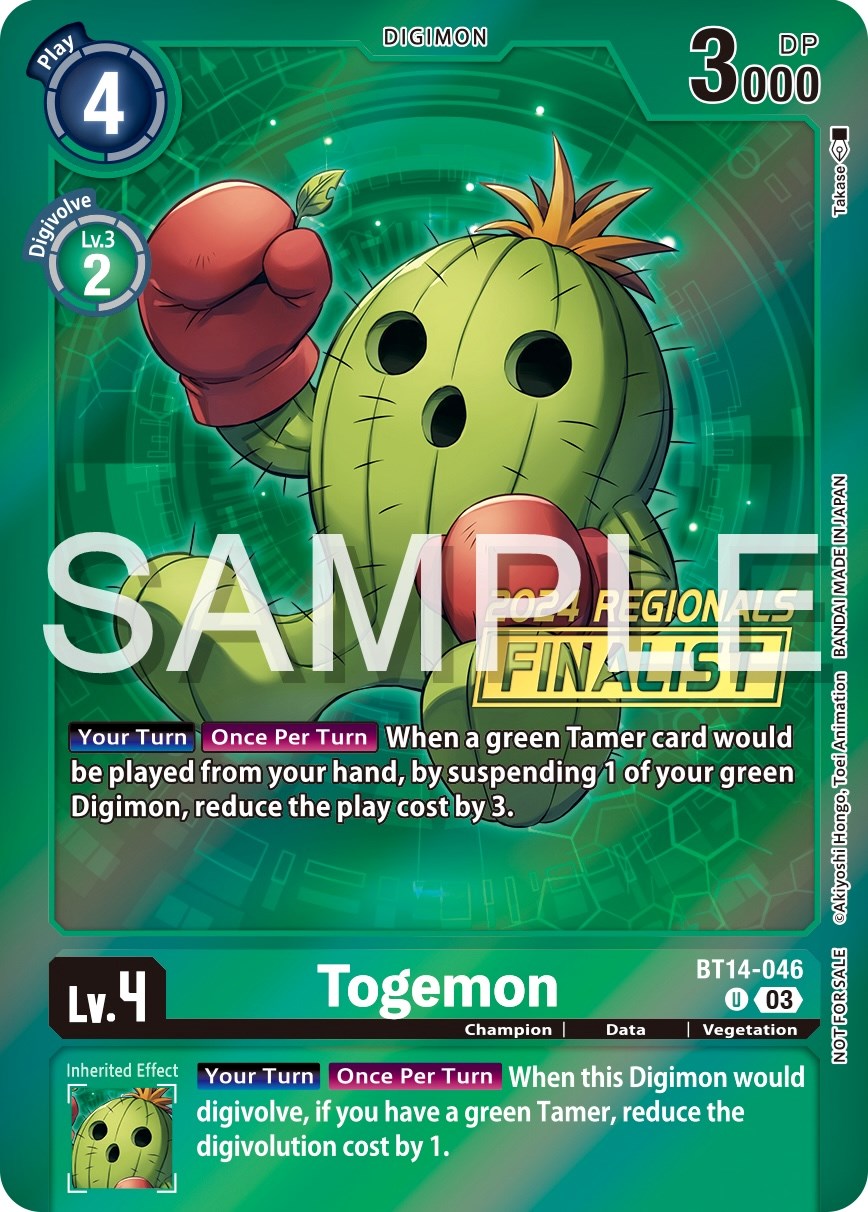 Togemon [BT14-046] (2024 Regionals Finalist) [Blast Ace Promos] | Devastation Store