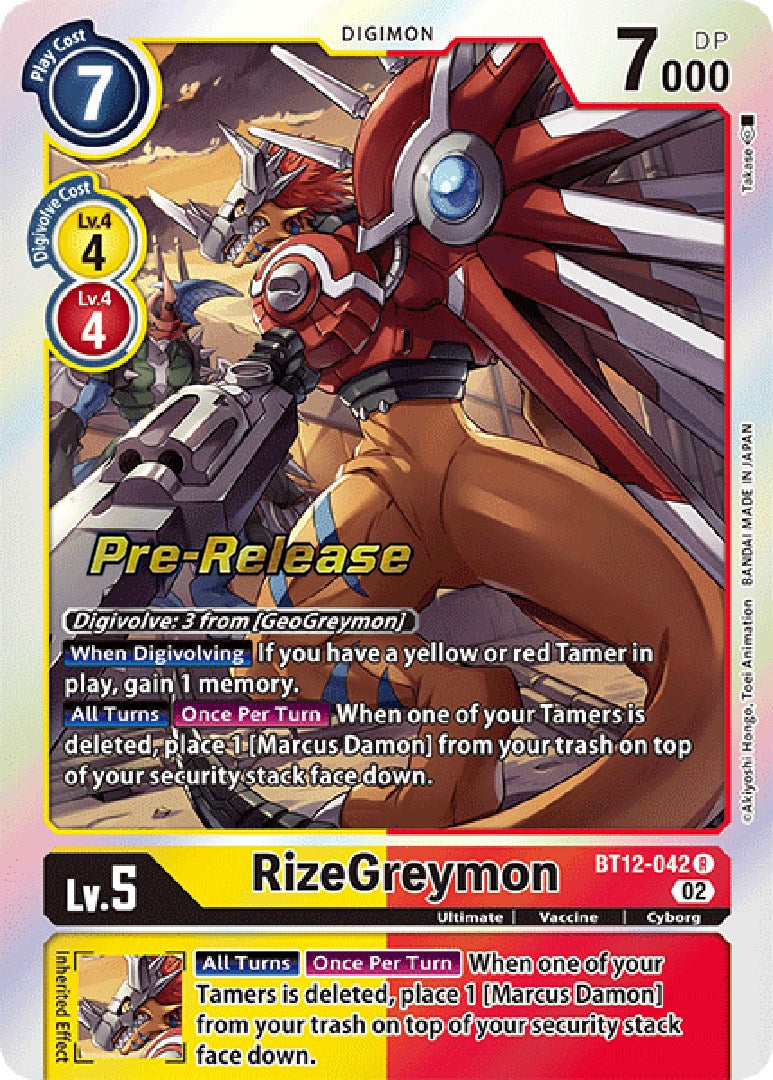 RizeGreymon [BT12-042] [Across Time Pre-Release Cards] | Devastation Store
