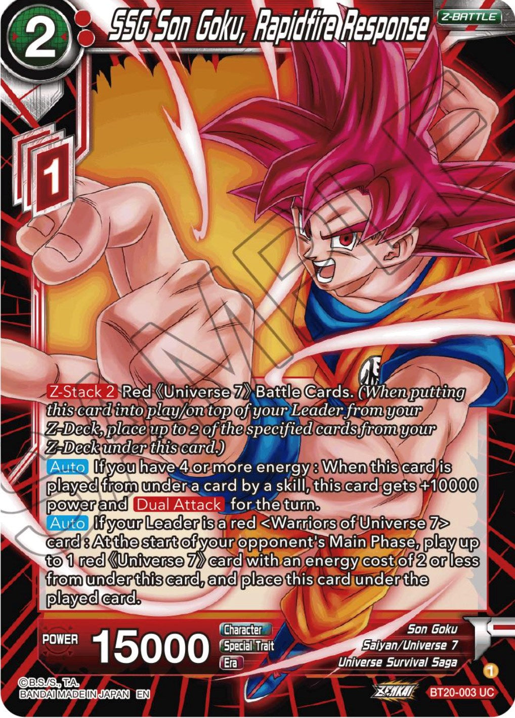 SSG Son Goku, Rapidfire Response (BT20-003) [Power Absorbed] | Devastation Store