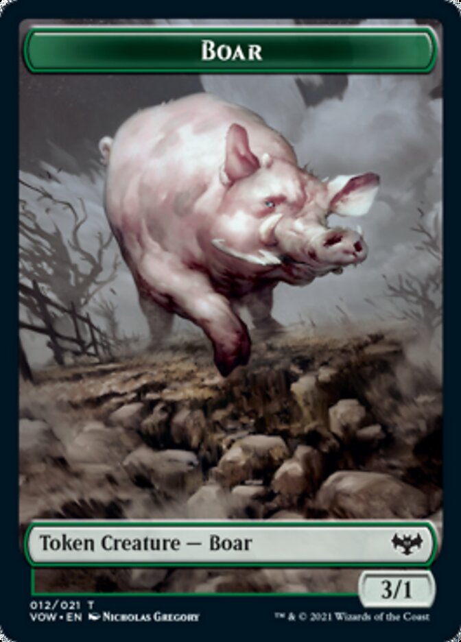 Wolf (011) // Boar Double-sided Token [Innistrad: Crimson Vow Tokens] | Devastation Store