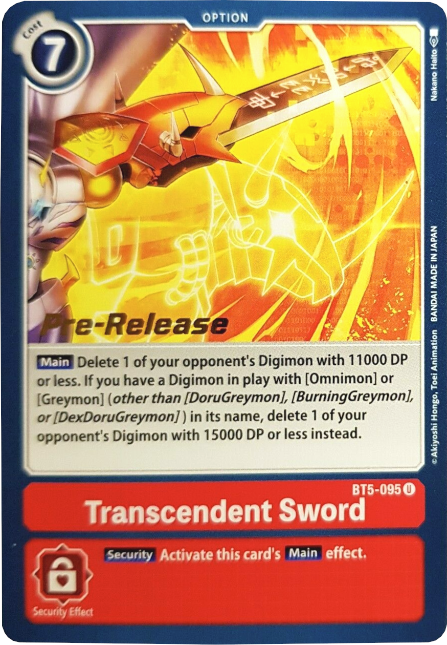 Transcendent Sword [BT5-095] [Battle of Omni Pre-Release Promos] | Devastation Store