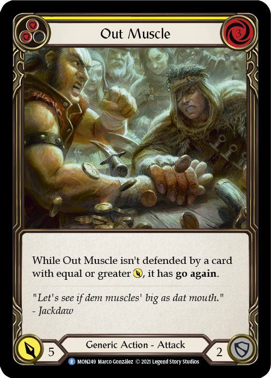 Out Muscle (Yellow) (Rainbow Foil) [MON249-RF] 1st Edition Rainbow Foil - Devastation Store | Devastation Store