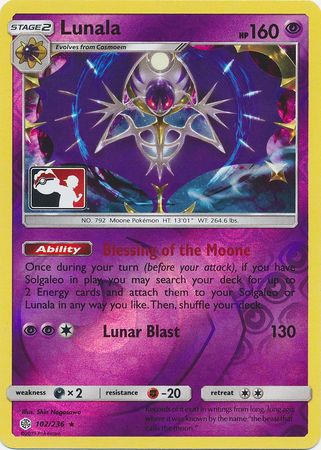Lunala (102/236) (Pokemon Club Special Print) [Sun & Moon: Cosmic Eclipse] | Devastation Store