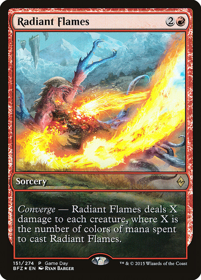 Radiant Flames (Game Day) [Battle for Zendikar Promos] - Devastation Store | Devastation Store